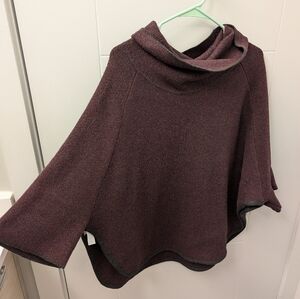 LOFT Cranberry/Purple Poncho Sweater